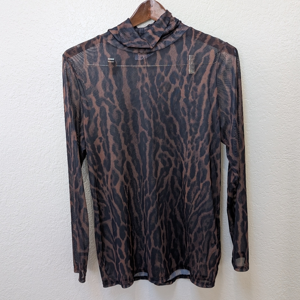Motherhood Maternity Mesh Leopard Print Long Sleeve Top. Size XL